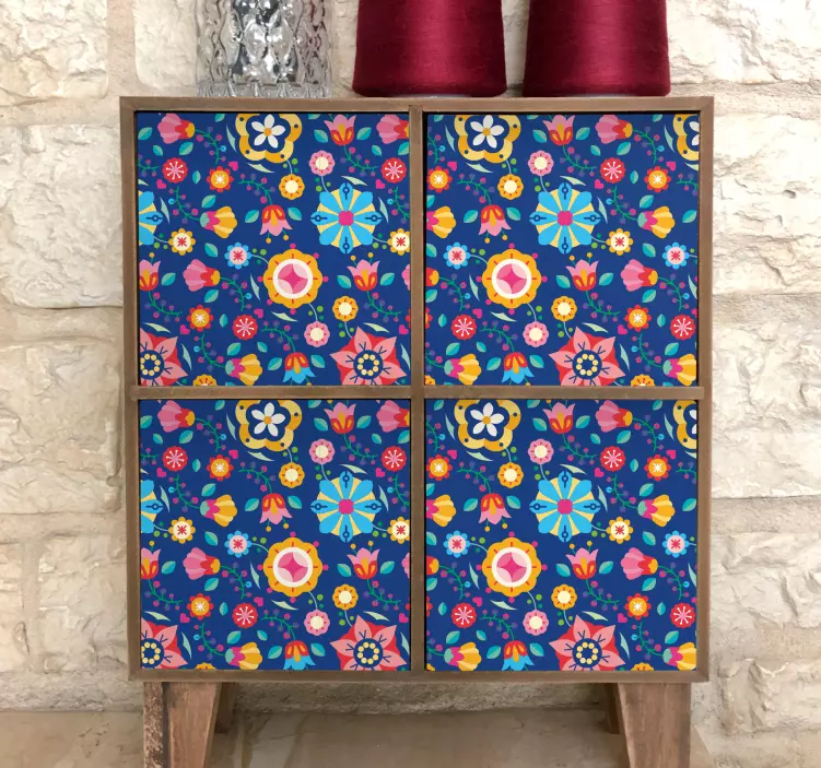 Farverigt blomstermønster dekoration klistermærker - TenStickers