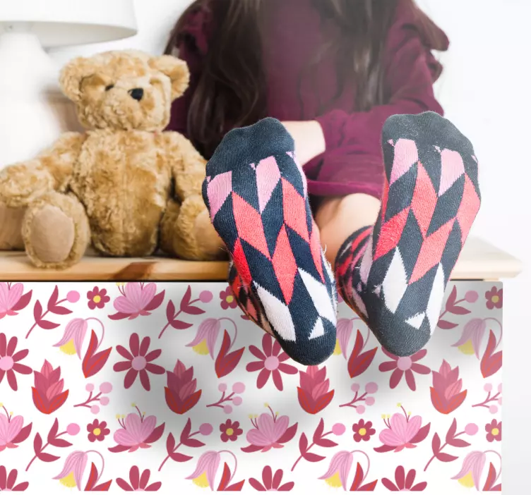 Lyserødt blomstermønster folie til møbler - TenStickers