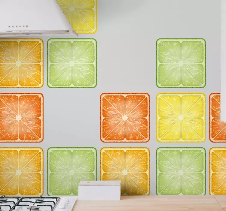 Farverigt vinyl klistermærke med citrusfliser - TenStickers