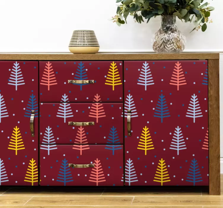 Juleklistermærke med farverigt grantræsmønster - TenStickers