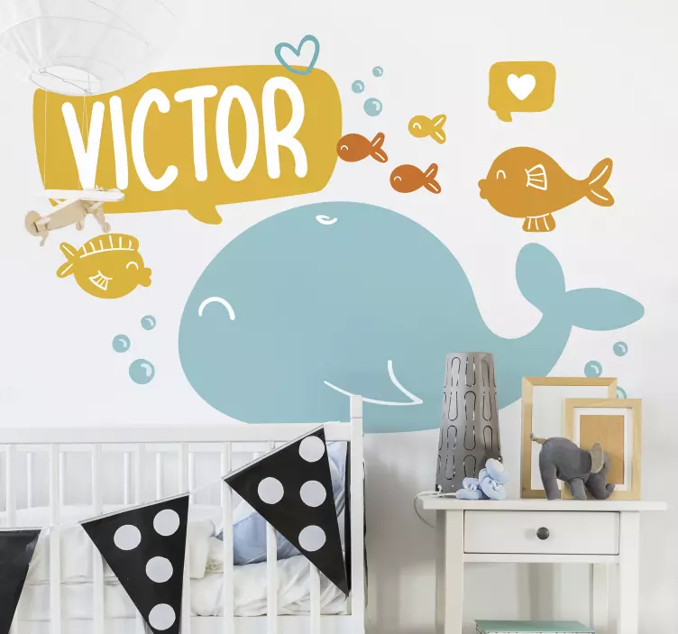 Farverigt og lykkeligt ocean animal wall sticker - TenStickers