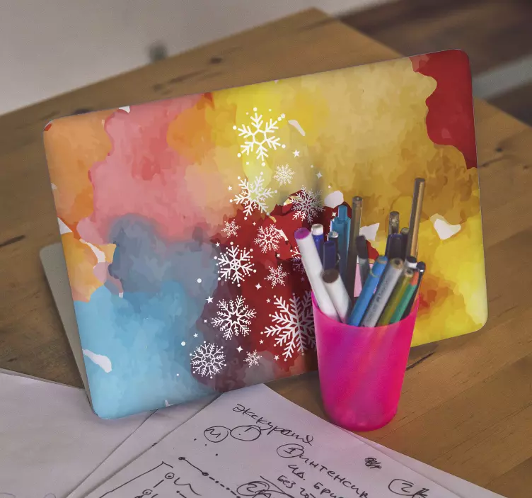 Farverigt snefnugmønster klistermærke til bærbar - TenStickers