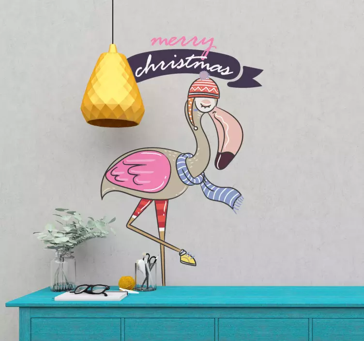 Jul flamingo klistermærke - TenStickers