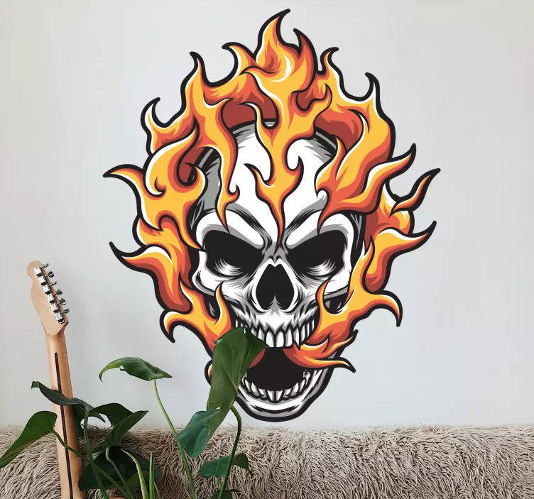 Flammende kraniedesign wallsticker dyr - TenStickers