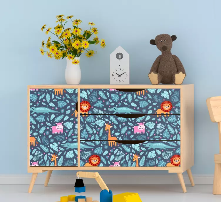 Adskillige jungle dyr design møbler klistermærker - TenStickers