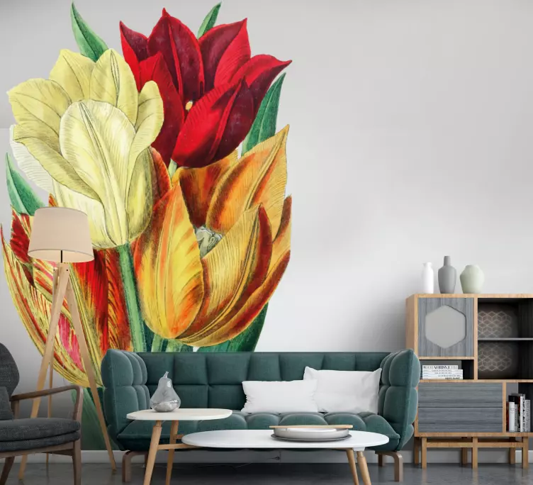 Flere tulipaner sammen blomstermærkat - TenStickers