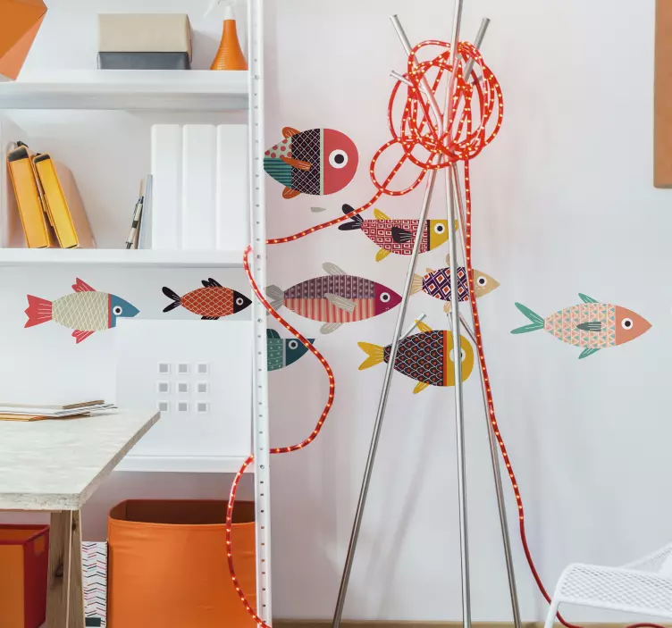 Flerfarvet fiskemærkat - TenStickers