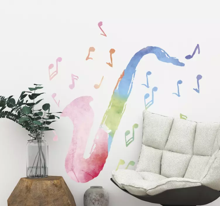 Klistermærke med multifarve saxofonjazz og blues - TenStickers