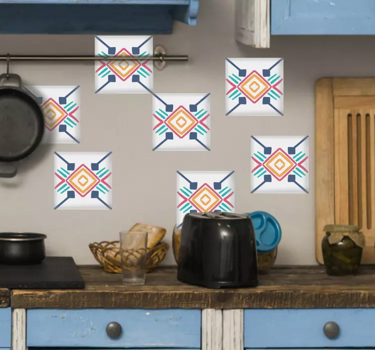 Flise klistermærke geometrisk farverigt mønster - TenStickers