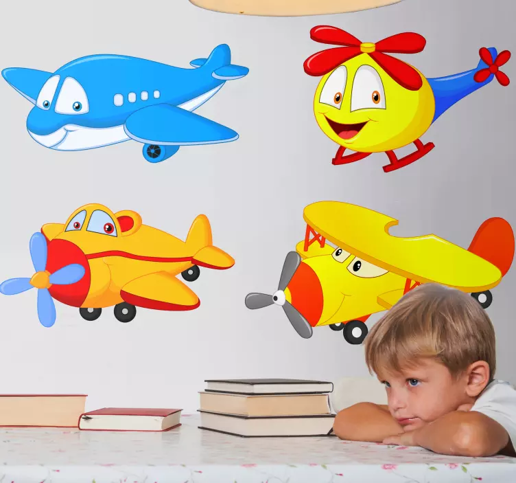 Fly og helikoptere med ansigtsmærkat - TenStickers