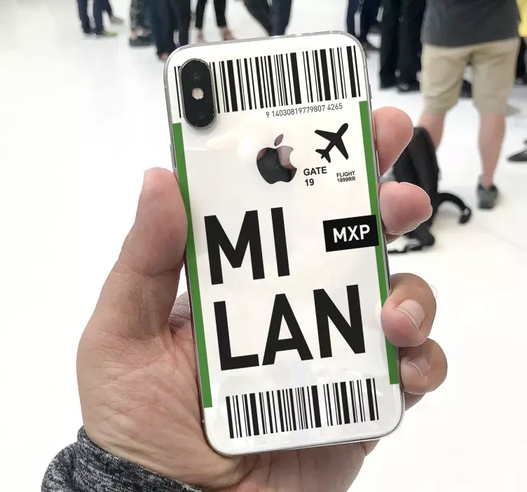 Flybillet til milano iphone vinylklistermærke - TenStickers