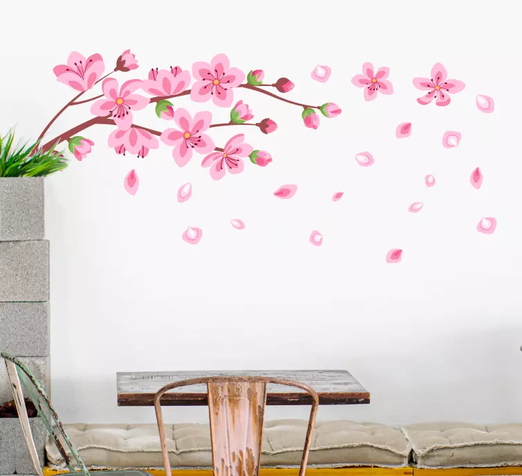Foråret træ blomster flyvende blomst væg klistermærke - TenStickers