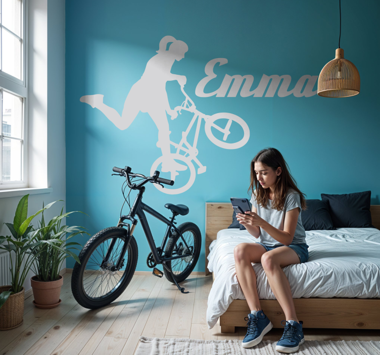Fri stil kvinde cykel wallsticker dyr - TenStickers