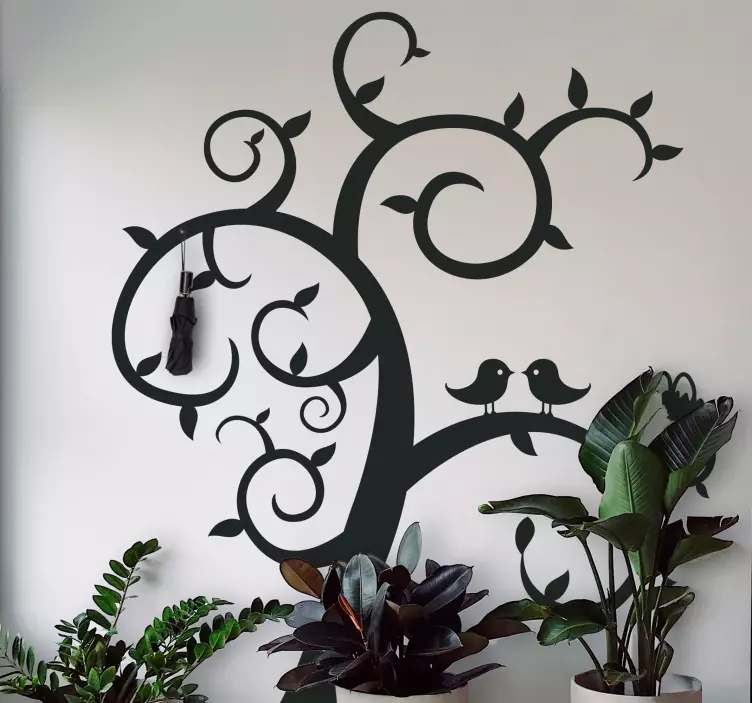 Fugle på et træ tøjbøjle klistermærke - TenStickers