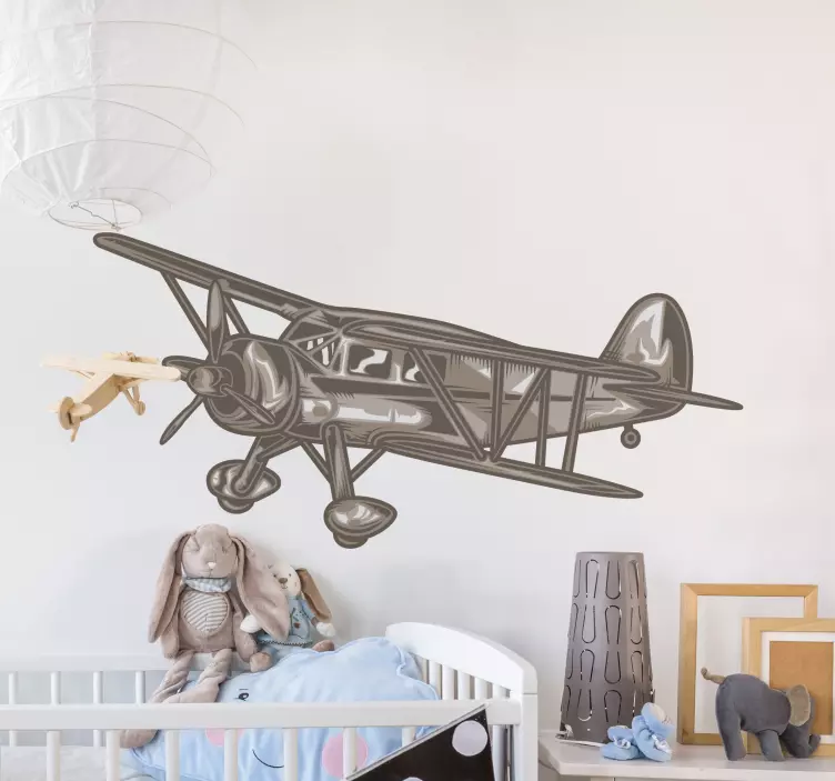 Gamle aiplan biplan illustration klistermærke - TenStickers