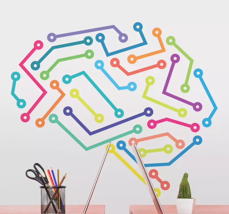 Geometrisk klistermærke farverig neural forbindelse - TenStickers