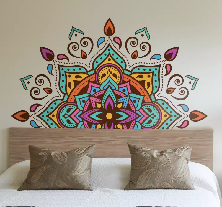 Geometrisk mandala headboard klistermærke - TenStickers