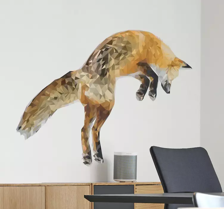 Geometrisk ræv wallsticker - TenStickers