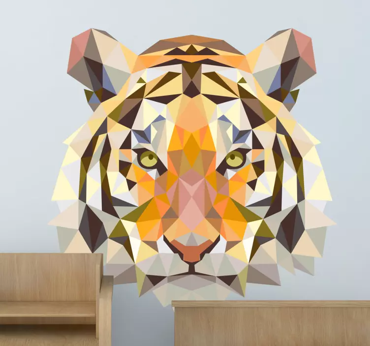 Geometrisk tigerhoved mærkat - TenStickers