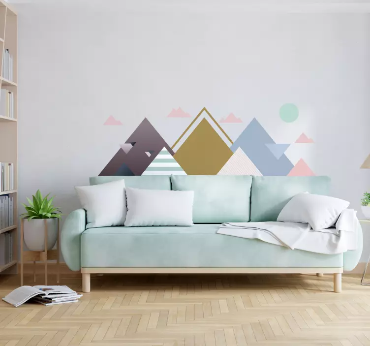 Geometriske bjergeGeometriske bjerge wallstickers til stue - TenStickers
