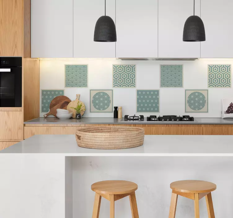 Grøn japandi flise klistermærke - TenStickers