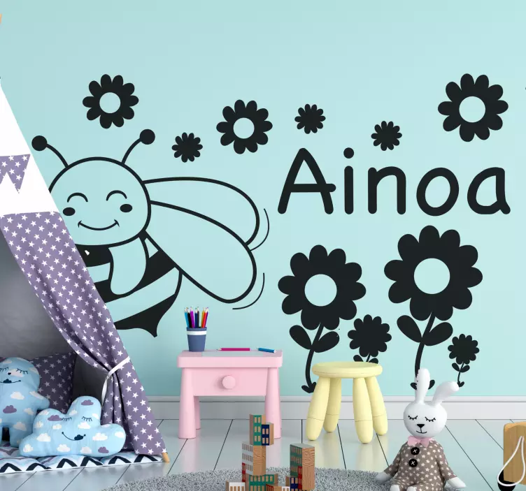 Glad bi med blomster wallsticker dyr - TenStickers