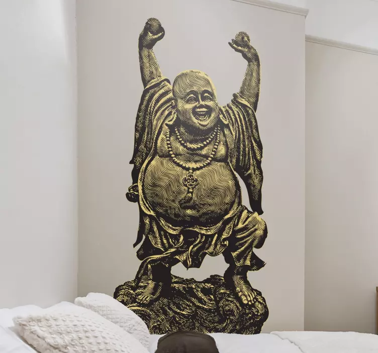 Glad buddha statue vægklistermærke - TenStickers