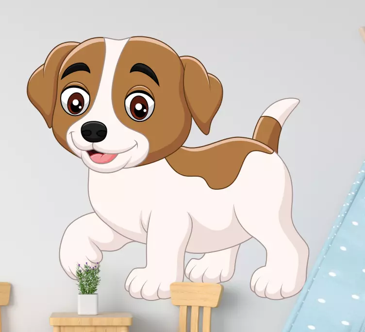 Glade lille tegneserie hund klistermærke - TenStickers