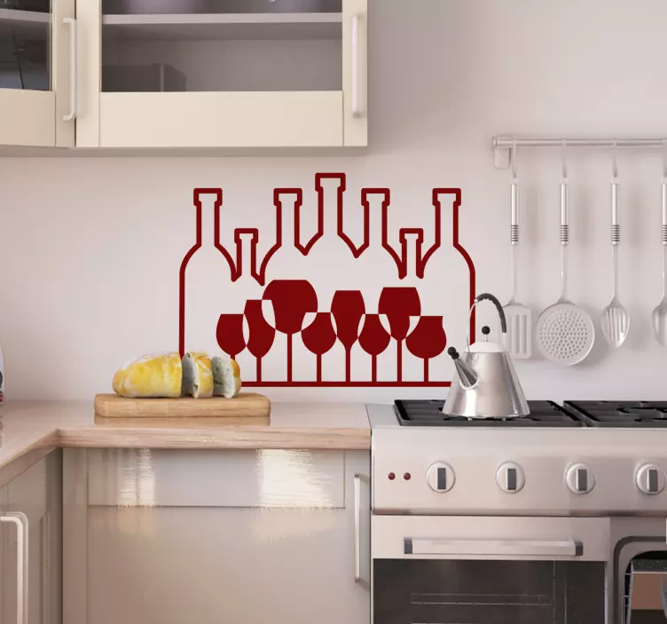 Glas og vine køkken wallsticker - TenStickers