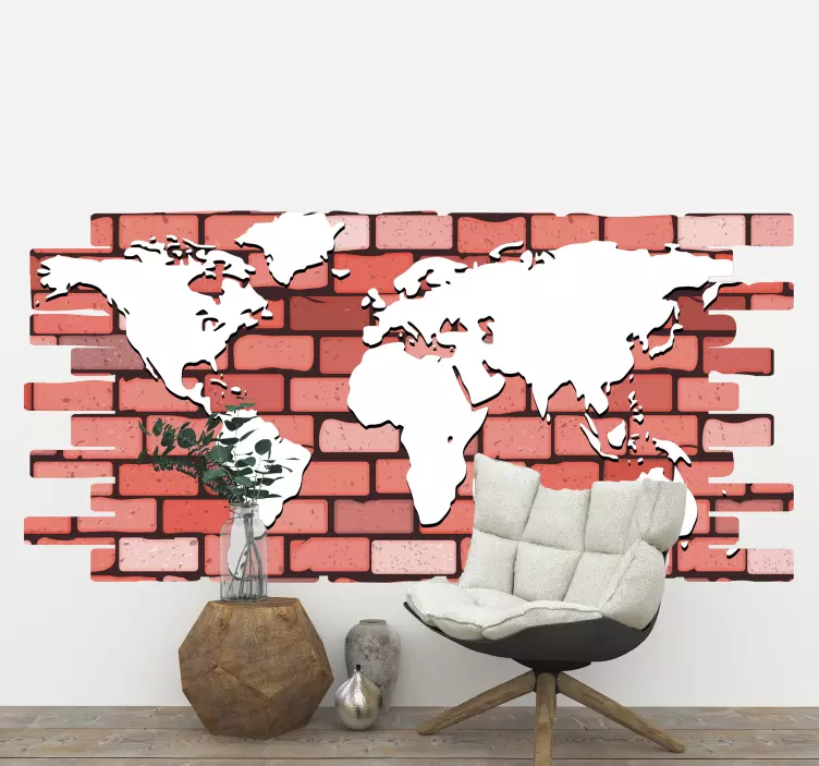 Global kortillustration wallsticker dyr - TenStickers