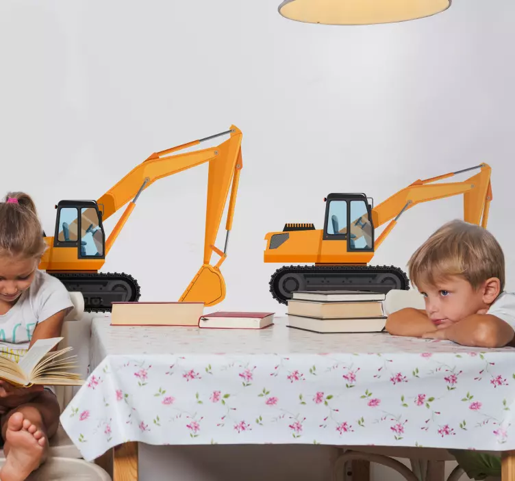 Gravemaskine to tegneserie maskiner legetøjsmærkat - TenStickers