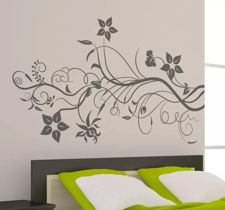 gren blomster wallsticker - TenStickers
