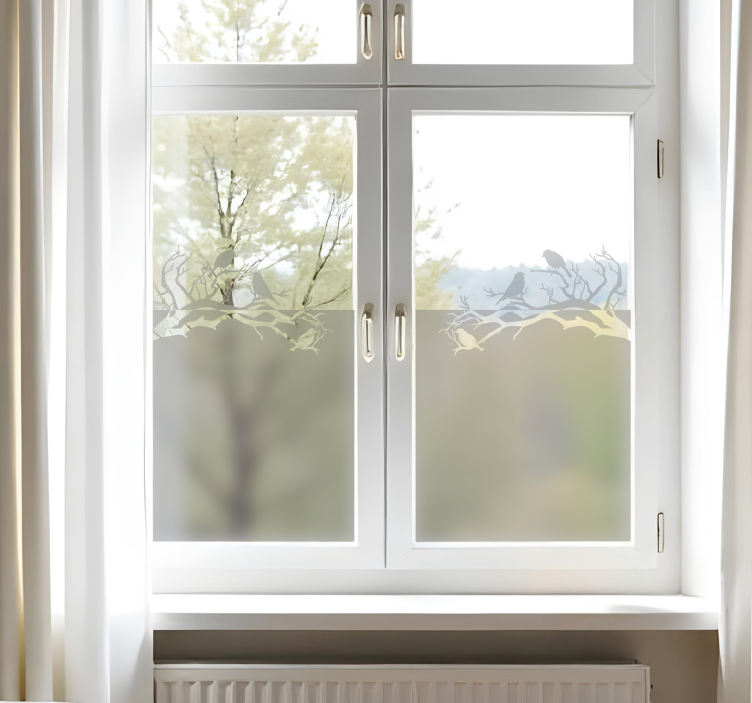 Grene med fugle vindue sticker - TenStickers