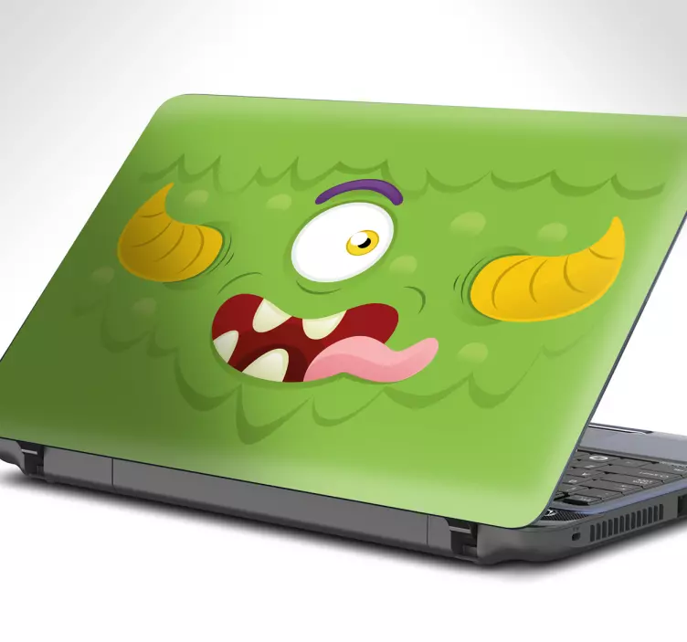 Grønt monster laptop sticker - TenStickers