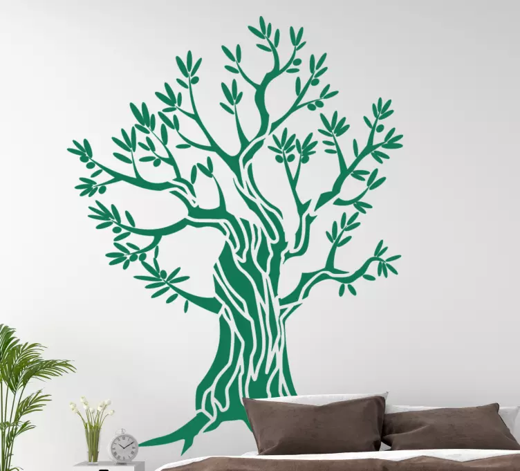 Grønt oliventræ væg klistermærke til soveværelse - TenStickers