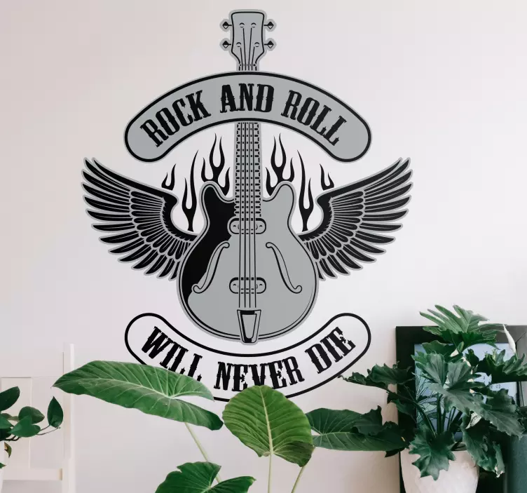 Guitar med flammer wallsticker dyr - TenStickers