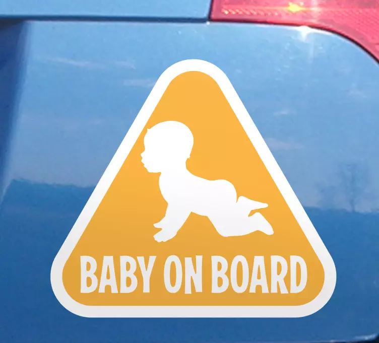 Gul og hvid trekant baby om bord klistermærke - TenStickers