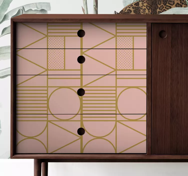 Klistermærke af guld og lyserøde farver blokerer møbler - TenStickers