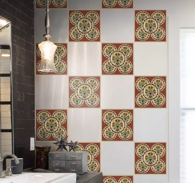 Gule blomster horezu mønster fliser mærkat - TenStickers