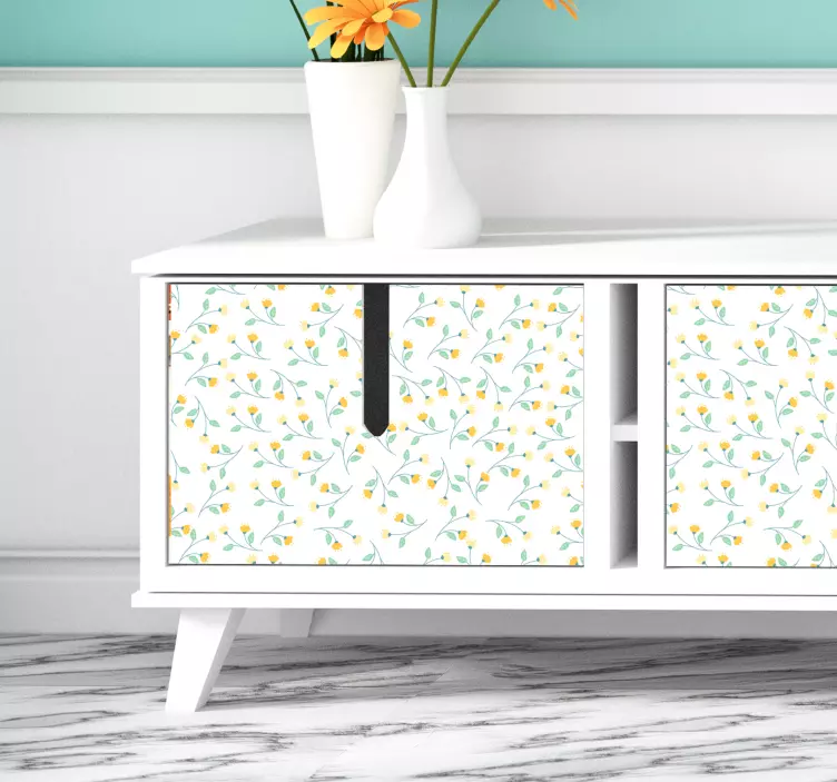 Gule blomster stue væg indretning - TenStickers