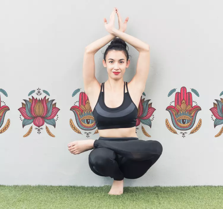 Hamsa mano yoga væggrænse klistermærke - TenStickers