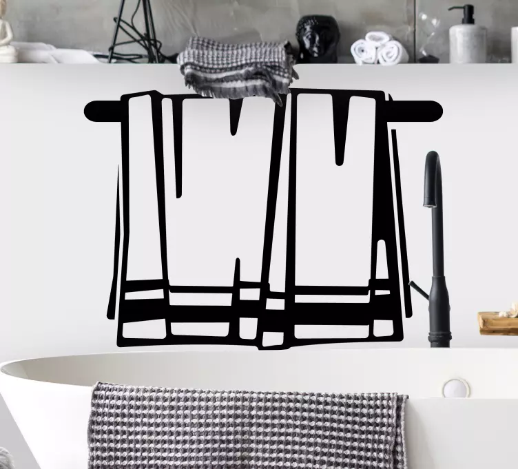 Håndklæder illustration silhuet badeværelse klistermærke - TenStickers