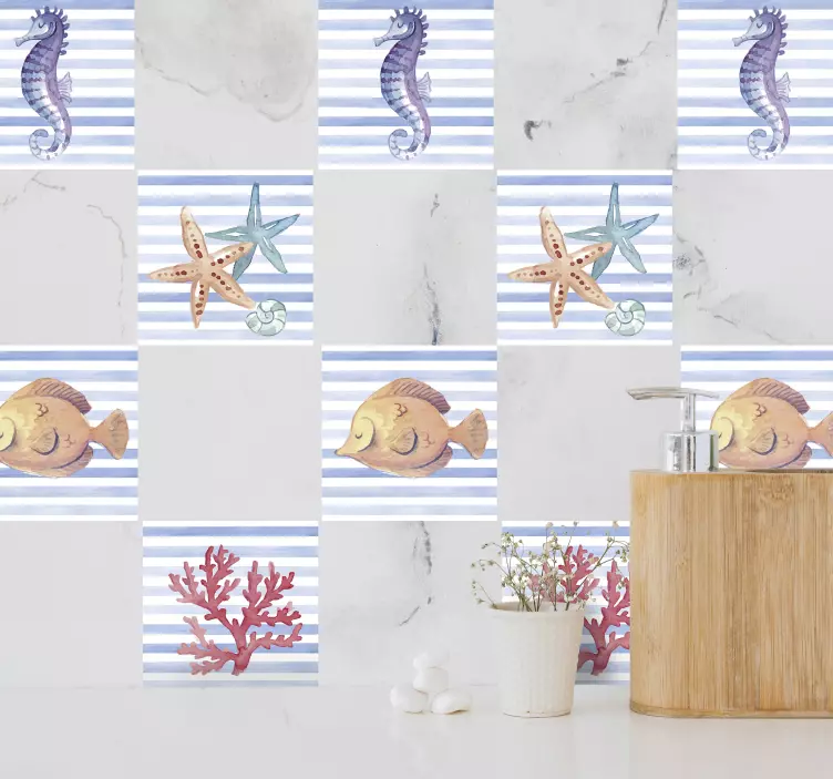 Sea life flise vinyl klistermærke - TenStickers