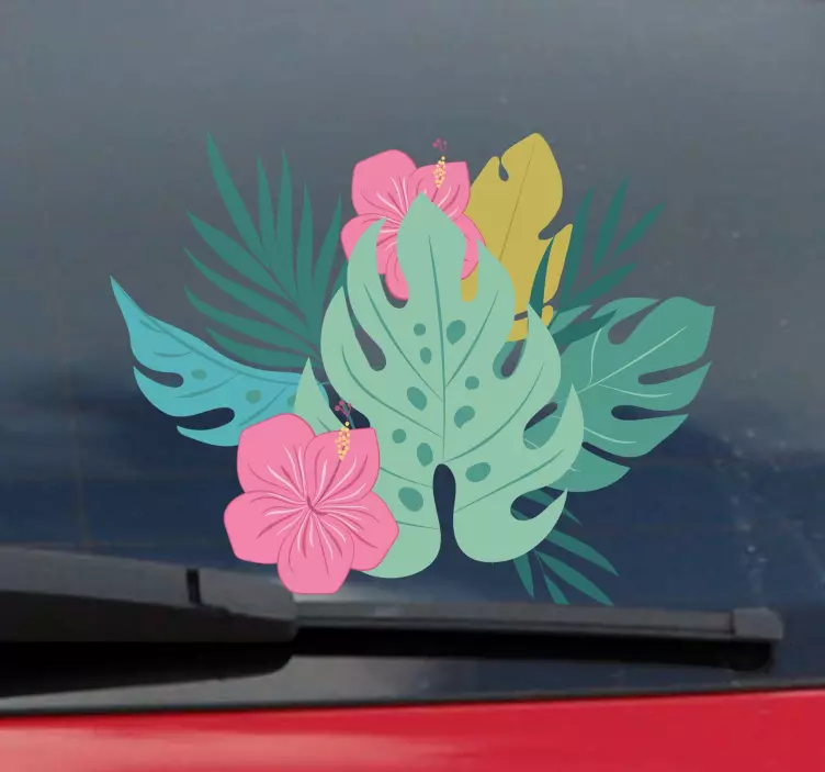 Hawaiisk blomster klistermærke til bil - TenStickers