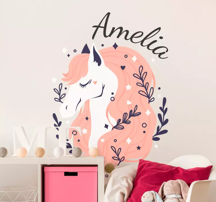 Hest med personlig navn husdyr - TenStickers