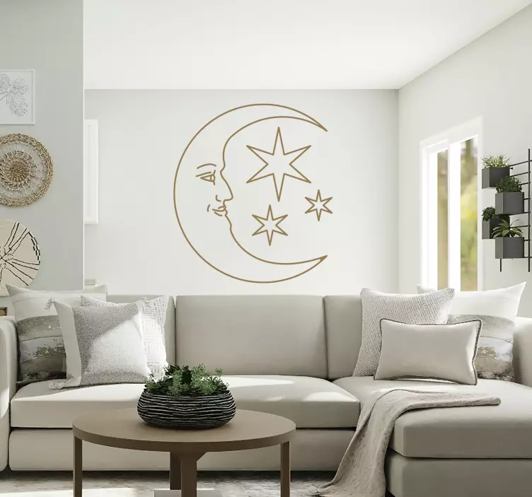 Himmelsk måneansigt natur klistermærke - TenStickers