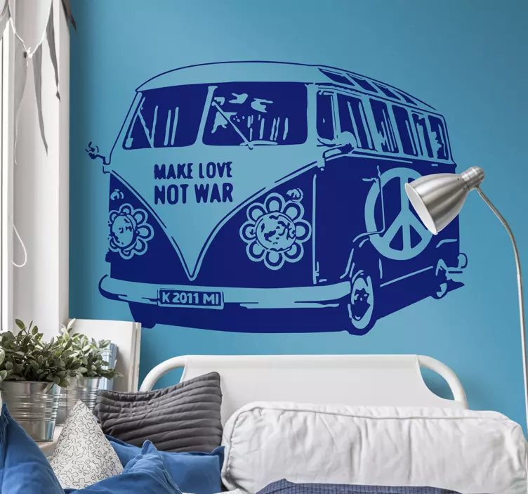 Hippie van VW wallsticker - TenStickers