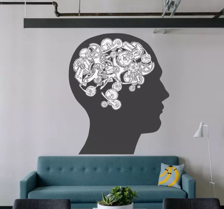 Hjerne med tandhjul videnskab klistermærker - TenStickers