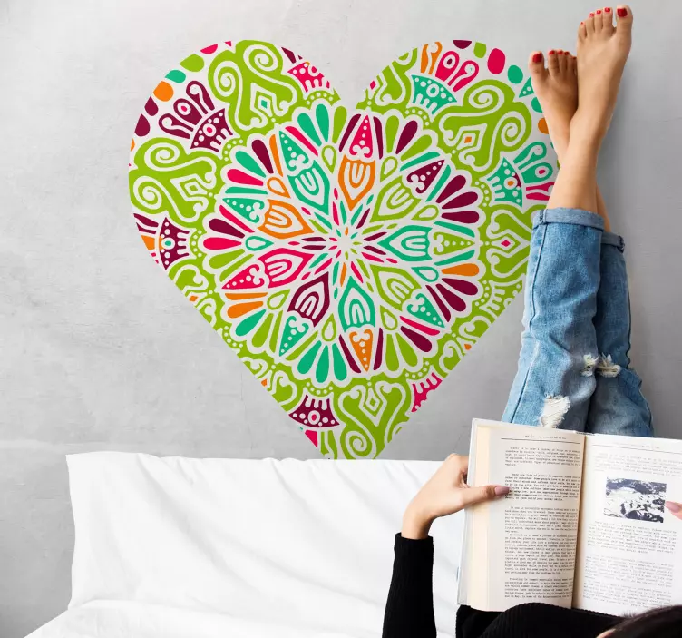 Hjerte mandala væg vinyl klistermærker - TenStickers