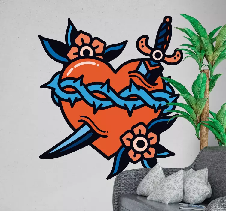 Hjerte og blad elsker klistermærke - TenStickers